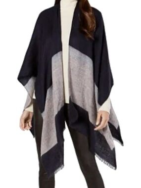 Calvin Klein black and grey color block shawl wrap one size